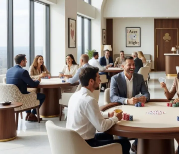 Atmosféra večerných pokerových akcií v Neexavento