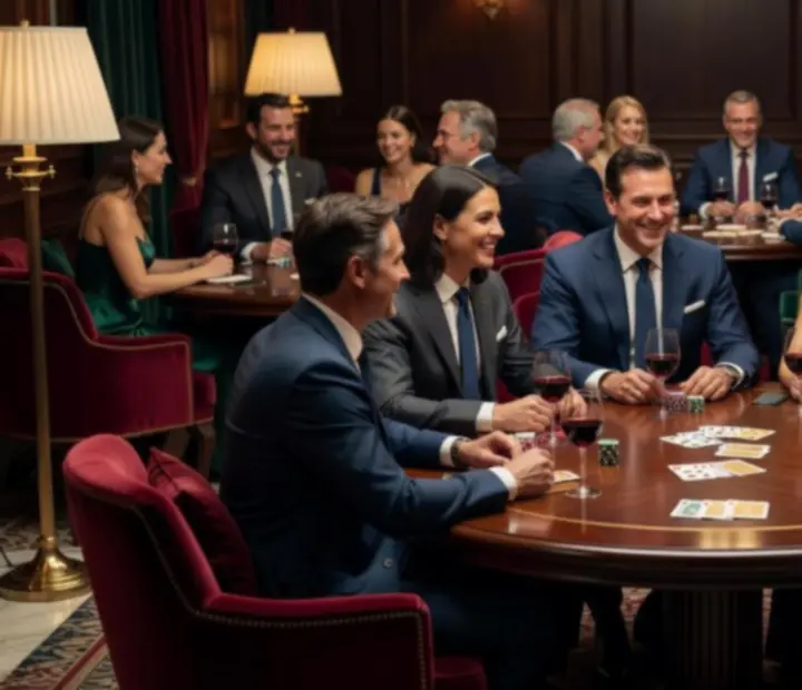 Spoločenský pokerový večer v Neexavento Lounge s usmiatymi hosťami pri kartovej hre